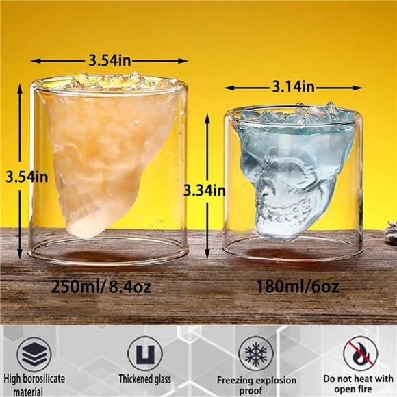 Cool Designed Skull Whiskey, Beer Wine Glass, Cocktail Halloween Party Decor - Picture 4 of 6